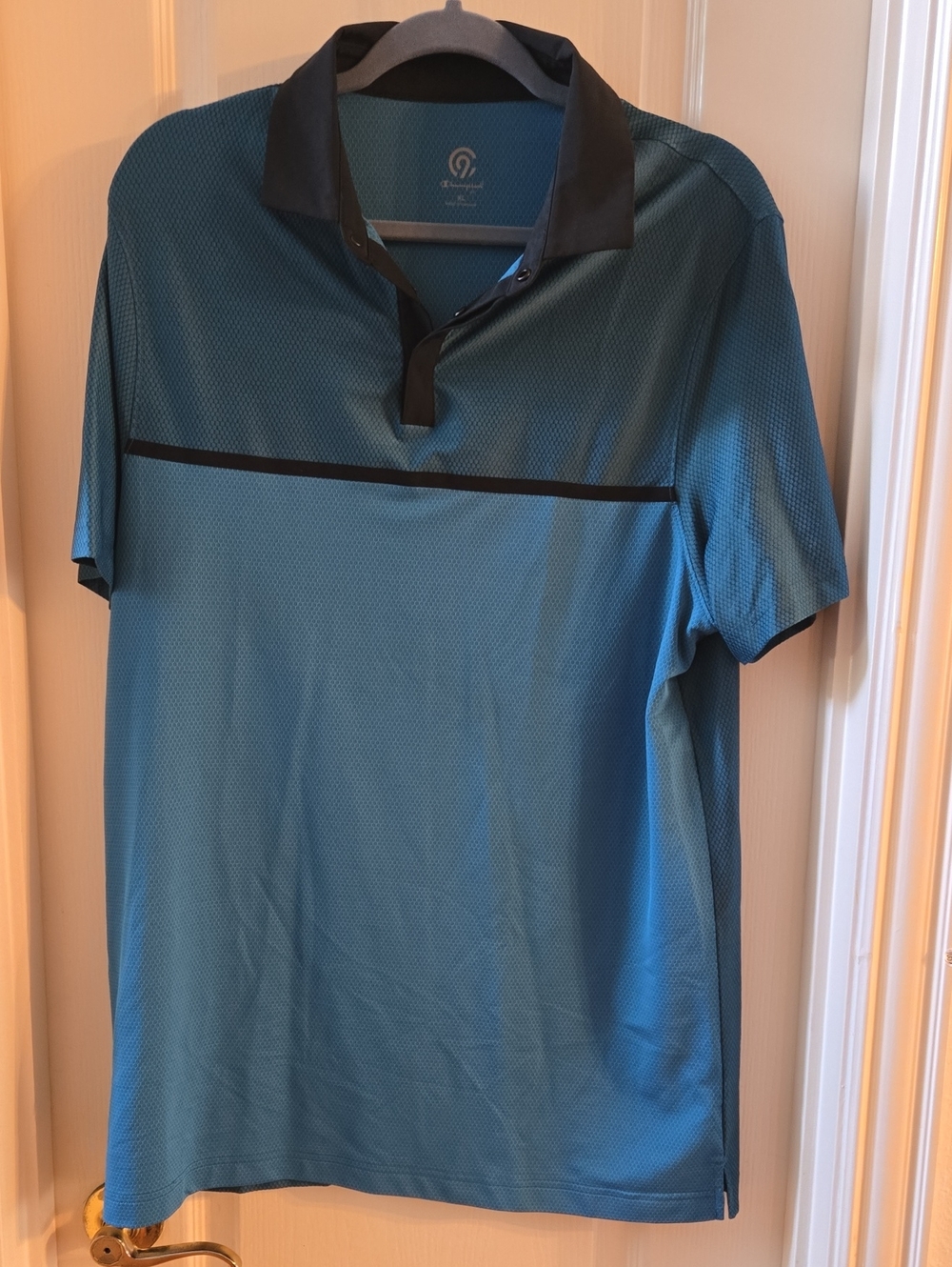 Champion Teal Polo with Black Collar and Trim Size XL